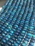 Apatite 10MM Neon Apatite Roundel Beads - 40 cm Length - Neon Apatite Rondelle Beads- Dyed Blue Apatite Roundel