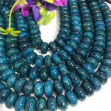 Apatite 16MM Neon Apatite Roundel Beads - 40 cm Length- Neon Apatite Rondelle Beads- Dyed Teal Blue Apatite Roundel