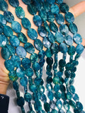 Apatite 10x14 MM Neon Apatite faceted Oval Beads - 40 cm Length - Neon Apatite Beads- Apatite Dyed Teal color