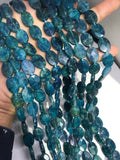 Apatite 10x14 MM Neon Apatite faceted Oval Beads - 40 cm Length - Neon Apatite Beads- Apatite Dyed Teal color