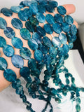 Apatite 10x14 MM Neon Apatite faceted Oval Beads - 40 cm Length - Neon Apatite Beads- Apatite Dyed Teal color