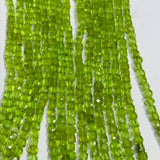 Peridot faceted Cube Beads 3-3.5 mm size - Natural Peridot faceted Box beads - Length 39 cm - AAA Quality