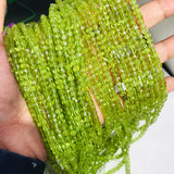 Peridot faceted Cube Beads 3-3.5 mm size - Natural Peridot faceted Box beads - Length 39 cm - AAA Quality