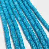 Turquoise Heishi Shape, dyed Turquoise,7mm, Length 15" strand -dyed howlite beads