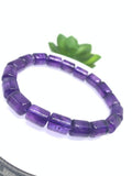 Amethyst Bracelet 8x10 mm Size • Code A8 • Weight 21.4 gm • AA Quality • Amethyst Tube Bracelet 7.5 Inch Length • Natural Amethyst Jewelry