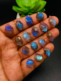 Labradorite Rose Cut Fancy Shape - Code # A17- A32 • Labradorite Faceted Cut (Polki) • AAA Quality • One Side Cutting