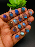 Labradorite  Rose Cut Fancy Shape - Code # A17- A32 •  Labradorite  Faceted Cut (Polki)  • AAA Quality  • One Side Cutting