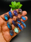 Labradorite Rose Cut Fancy Shape - Code # A75- A86 • Labradorite Faceted Cut (Polki) • AAA Quality • One Side Cutting