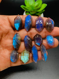 Labradorite Rose Cut Fancy Shape - Code # A75- A86 • Labradorite Faceted Cut (Polki) • AAA Quality • One Side Cutting