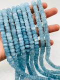 Aquamarine faceted Roundel • 9 mm Size • AAA grade • Length 40 cm • Top quality roundel • Blue Aquamarine Beads