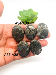 Marcasite Cabochon • Code A34- A38  • AAA Quality • Natural Marcasite Cabs • Marcasite Pendant