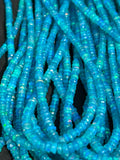 Ethiopian Blue Opal 4MM faceted Roundel Beads, 16 Inch Strand, AAA Quality,- Ethiopian opal Roundel, Dyed Ethiopian Opal .