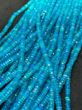 Ethiopian Opal 5MM blue coating faceted Roundel Beads, 16 Inch Strand, AAA Quality,- Ethiopian opal Roundel, Dyed Ethiopian Opal .