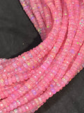 Ethiopian Baby Pink Opal 3-4MM faceted Roundel Beads, 16 Inch Strand, AAA Quality,- Ethiopian opal Roundel, Dyed Ethiopian Opal .