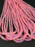 Ethiopian Baby Pink Opal 3-4MM faceted Roundel Beads, 16 Inch Strand, AAA Quality,- Ethiopian opal Roundel, Dyed Ethiopian Opal .