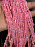 Ethiopian Baby Pink Opal 3-4MM faceted Roundel Beads, 16 Inch Strand, AAA Quality,- Ethiopian opal Roundel, Dyed Ethiopian Opal .