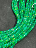 Ethiopian Opal green coating 4MM faceted Roundel Beads, 16 Inch Strand, AAA Quality,- Ethiopian opal Roundel, Dyed Ethiopian Opal .