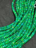 Ethiopian Opal green coating 4MM faceted Roundel Beads, 16 Inch Strand, AAA Quality,- Ethiopian opal Roundel, Dyed Ethiopian Opal .