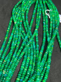 Ethiopian Opal green coating 4MM faceted Roundel Beads, 16 Inch Strand, AAA Quality,- Ethiopian opal Roundel, Dyed Ethiopian Opal .