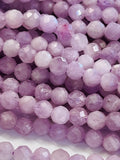 5MM Kunzite Round Faceted Beads, AAA Quality, Length 40cm -Natural Kunzite Beads-Purple Color , AAA quality origin brazil