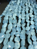 Aquamarine faceted Nuggets, size 14X20 approx AAA Quality Faceted tumble shape, Length 15.5"