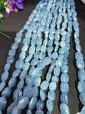 Aquamarine faceted Nuggets, size 14X20 approx AAA Quality Faceted tumble shape, Length 15.5"