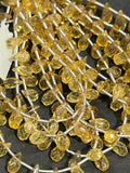 Citrine faceted Drop Shape 5X8, Length 8 Inch . Natural citrine Drop shape, citrine briolette