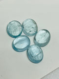 Aquamarine Cabochon 9X11 mm Pack of 2 Pcs - AAA Quality cabs- Natural Aquamarine Cabs