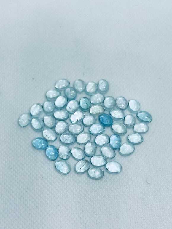 Aquamarine Cabochon 6X8mm Pack of 4 Pcs - AAA Quality cabs- Natural Aquamarine Cabs