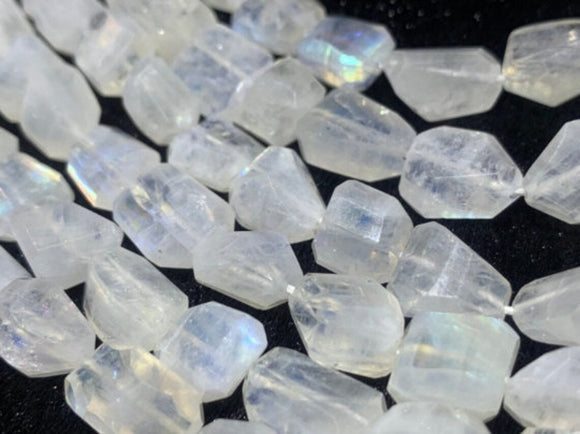 Rainbow Moonstone Faceted Nugget Beads, 10X14 mm Approx Size,AAA Quality Rainbow Moonstone Faceted Tumble, Length 10 Inch