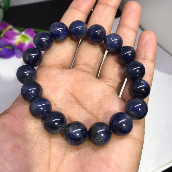 12MM Blue Sapphire Bracelet  Top Quality,7.5'' length • Natural Sapphire Beads • Sapphire Round beads. code #3 , 57 Gram