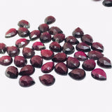 Garnet Rose Cut 9X7 mm Size - Pack of 6 Pcs Garnet Faceted - AAA Quality- Best for Jewelry making- Origin-India, Pear shape cut