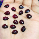 Garnet Rose Cut 9X6mm Size - Pack of 6 Pcs Garnet Faceted - AAA Quality- Best for Jewelry making- Origin-India, Pear shape cut