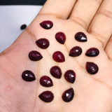 Garnet Rose Cut 9X6mm Size - Pack of 6 Pcs Garnet Faceted - AAA Quality- Best for Jewelry making- Origin-India, Pear shape cut