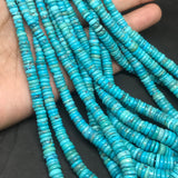 Natural Turquoise 4-8MM Heishi shape,  genuine Turquoise beads, Length 16” graduated size.