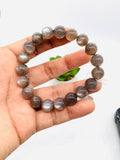 Sunstone Bracelet • 10 mm Size • Code #A11 • Weight 29.4 gm • Natural Black Sunstone Round Bracelet • Sunstone Jewelry