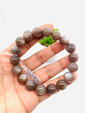 Sunstone Bracelet • 12 mm Size • Code #A13 • Weight 42.4 gm • Natural Black Sunstone Round Bracelet • Sunstone Jewelry