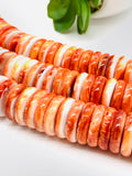 Spiny Oyster Roundel Beads • 20 mm Size • 40 cm length • AAA Quality • Natural Spiny Oyster Dark Orange Color • Origin Mexico