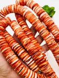 Spiny Oyster Roundel Beads • 20 mm Size • 40 cm length • AAA Quality • Natural Spiny Oyster Dark Orange Color • Origin Mexico