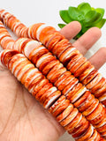 Spiny Oyster Roundel Beads • 20 mm Size • 40 cm length • AAA Quality • Natural Spiny Oyster Dark Orange Color • Origin Mexico