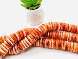Spiny Oyster Roundel Beads • 20 mm Size • 40 cm length • AAA Quality • Natural Spiny Oyster Dark Orange Color • Origin Mexico