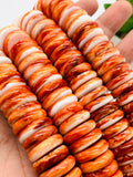 Spiny Oyster Roundel Beads • 18 mm Size • 40 cm length • AAA Quality • Natural Spiny Oyster Dark Orange Color • Origin Mexico
