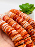 Spiny Oyster Roundel Beads • 18 mm Size • 40 cm length • AAA Quality • Natural Spiny Oyster Dark Orange Color • Origin Mexico