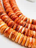 Spiny Oyster Roundel Beads • 15 mm Size • 40 cm length • AAA Quality • Natural Spiny Oyster Dark Orange Color • Origin Mexico