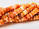 Spiny Oyster Shell Roundel Beads • 8 mm Size • 40 cm length • AAA Quality • Natural Spiny Oyster Orange Color • Origin Mexico