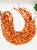 Spiny Oyster Shell Roundel Beads • 8 mm Size • 40 cm length • AAA Quality • Natural Spiny Oyster Orange Color • Origin Mexico