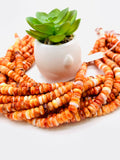 Spiny Oyster Shell Roundel Beads • 8 mm Size • 40 cm length • AAA Quality • Natural Spiny Oyster Orange Color • Origin Mexico