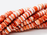 Spiny Oyster Roundel Beads • 8 mm Size • 40 cm length • AAA Quality • Natural Spiny Oyster Dark Orange Color • Origin Mexico