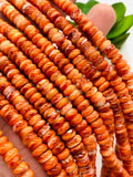 Spiny Oyster Roundel Beads • 6 mm Size • 40 cm length • AAA Quality • Natural Spiny Oyster Orange Color • Origin Mexico