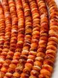 Spiny Oyster Roundel Beads • 6 mm Size • 40 cm length • AAA Quality • Natural Spiny Oyster Orange Color • Origin Mexico